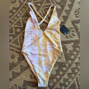 NEW SKATIE Womens Swimsuit One Piece water color stripes Bathing Suit Sz XS 🌸